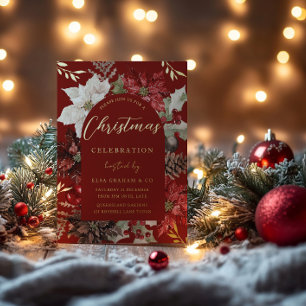 Gold Foil Festive Wreath Corporate Christmas Party Invitation