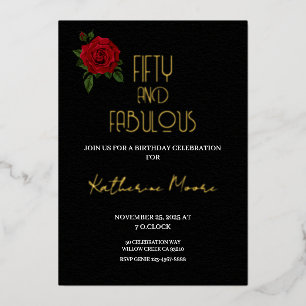 Gold Foil Fifty and Fabulous 50th Birthday Party F Invitation