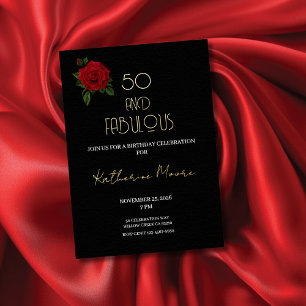 Gold Foil Fifty and Fabulous 50th Birthday Party F Invitation