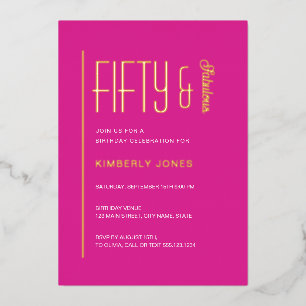 Gold Foil Fifty and Fabulous 50th Birthday Party Invitation
