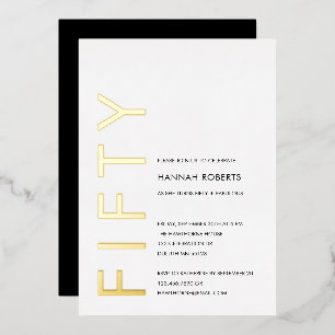 Gold Foil Fifty and Fabulous 50th Birthday Party Invitation
