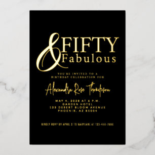 Gold Foil Fifty and Fabulous 50th Birthday Party Invitation