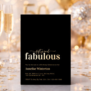 Gold Foil Fifty and Fabulous 50th Birthday Party Invitation