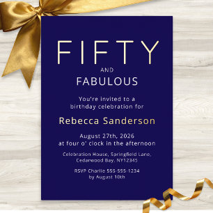 Gold Foil Fifty and Fabulous 50th Birthday Party Invitation