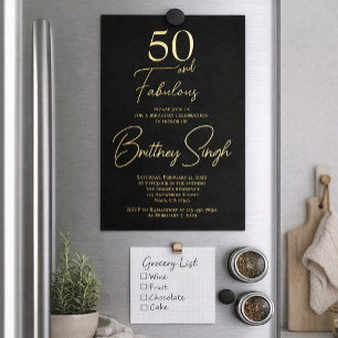 Gold Foil Fifty and Fabulous 50th Birthday Party Invitation