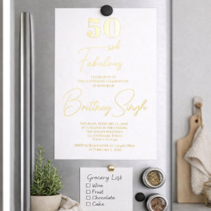 Gold Foil Fifty and Fabulous 50th Birthday Party Invitation