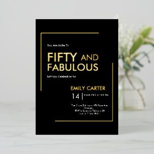 Gold Foil Fifty and Fabulous 50th Birthday Party Invitation