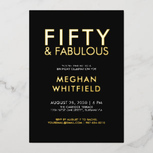 Gold Foil Fifty and Fabulous 50th Birthday Party Invitation