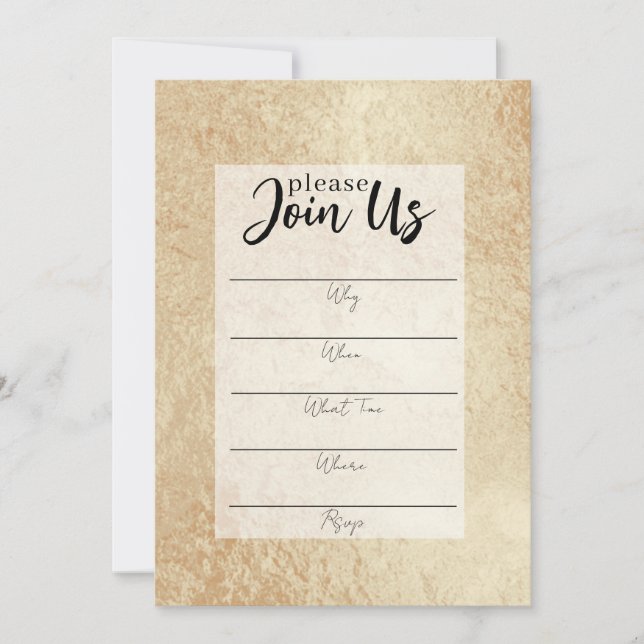 Gold Foil Fill In the Blank Invitation (Front)