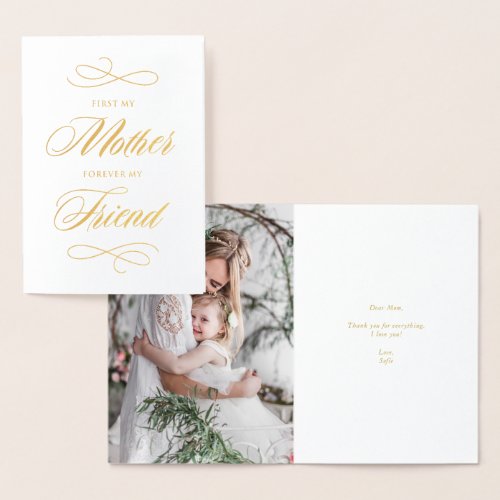 Gold Foil First My Mother Forever My Friend Script Foil Card