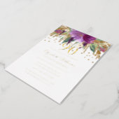 GOLD FOIL Floral Glitter Amethyst 90th Birthday  Foil Invitation (Rotated)