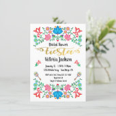 Gold Foil Floral Mexican Fiesta Bridal Shower Invitation (Standing Front)