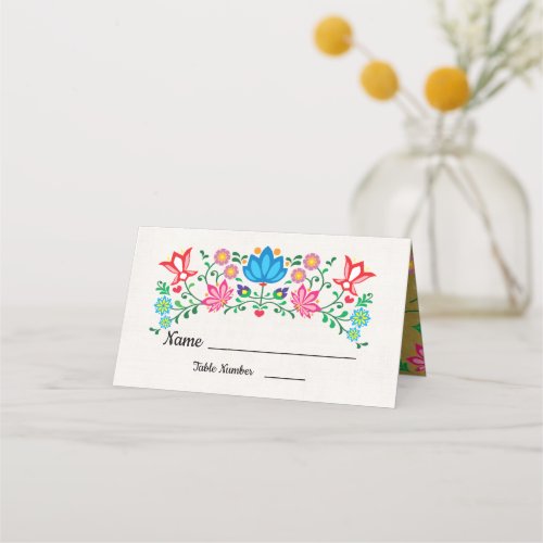 Gold Foil Floral Mexican Fiesta table cards
