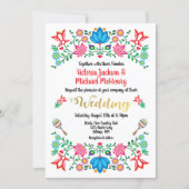 Gold Foil Floral Mexican Wedding Fiesta Invitation (Front)