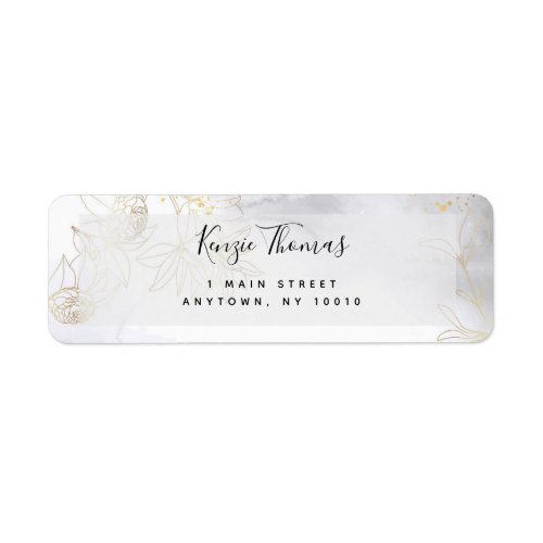 Gold Foil Floral Watercolor Return Address Labels