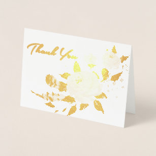 Gold Foil Floral Wedding All-Purpose Thank You Foil Card