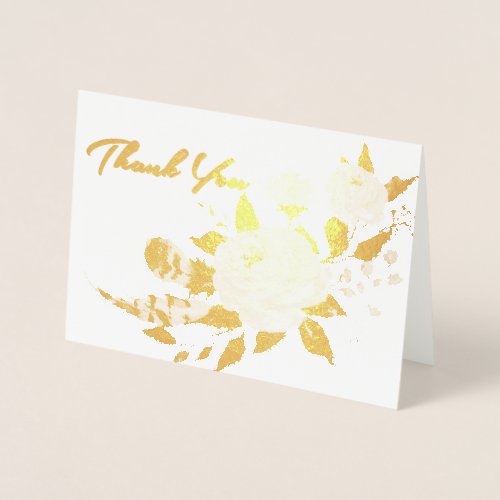 Gold Foil Floral Wedding All_Purpose Thank You Foil Card