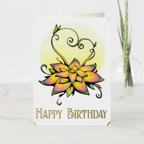 Gold Foil Floral Womens Happy Birthday Card 