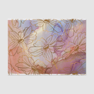 Gold Foil Florals on Colorful Abstract Tissue Paper