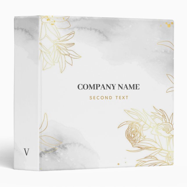 Gold Foil Flowers 3 Ring Binder (Front/Spine)