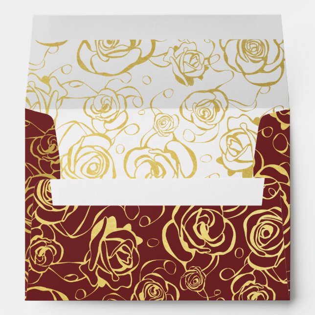 Gold Foil Flowers and Burgundy Envelope (Back (Bottom))