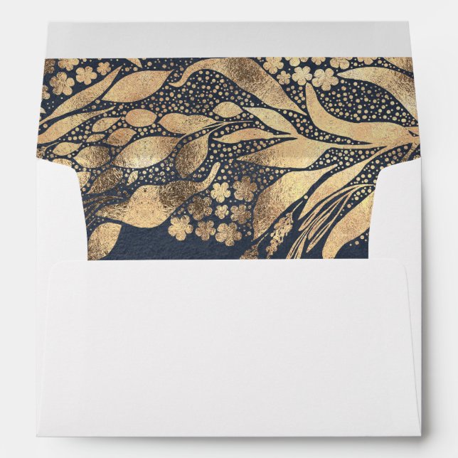 Gold Foil Foliage Elegant Romantic Envelope (Back (Bottom))