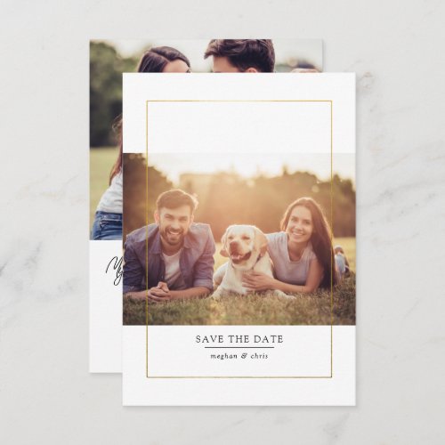 Gold Foil Frame Photo Humans Getting Married Save The Date