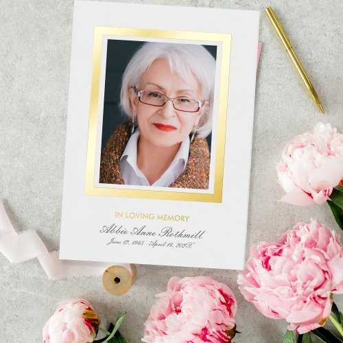 Gold Foil Frame Photo Memorial Foil Greeting Card