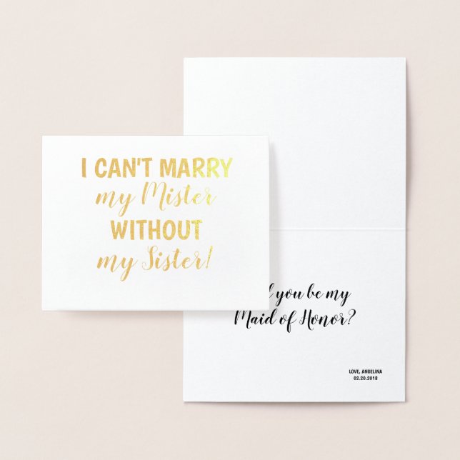 Gold Foil | Funny Bridesmaid or Maid of Honor Foil Card (Display)