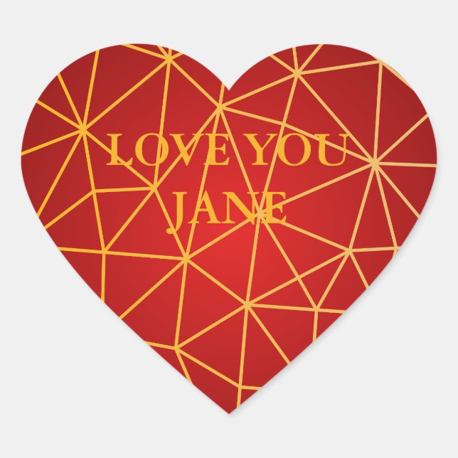 Gold Foil Geometric Heart Sticker (Front)