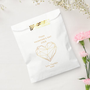 Gold Foil Geometric Heart Valentine's Day Favor Bag