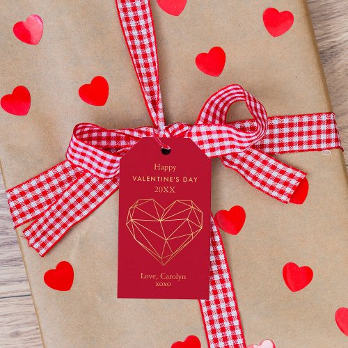 Gold Foil Geometric Heart Valentines Day Gift Tags