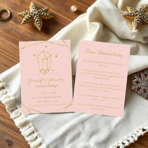 Gold Foil Geometric Jewelry Care Business Card