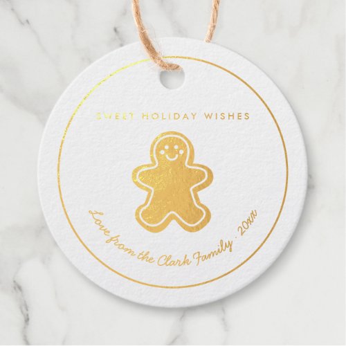 Gold Foil Gingerbread Man Merry Christmas Foil Favor Tags