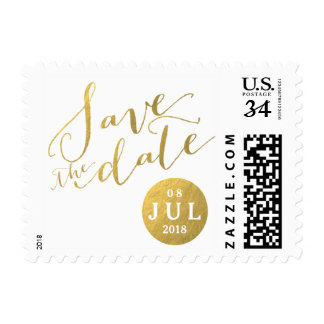 Gold Foil Glamor Date | Save the Date Postage