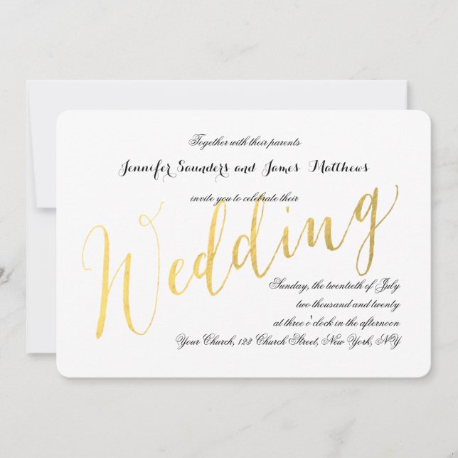 Gold Foil Glamor | Elegant Wedding Invitations (Front)
