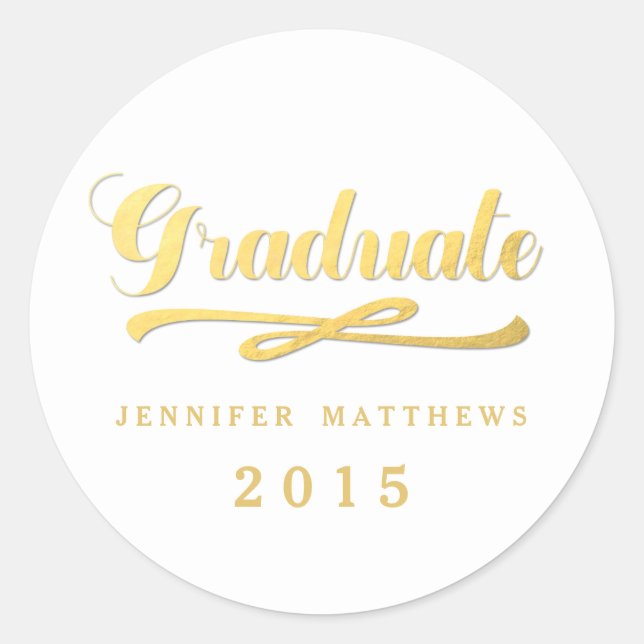 Gold Foil Glamor | Graduation Sticker (Front)