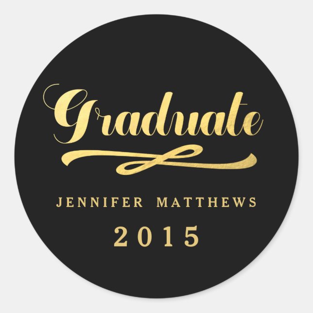 Gold Foil Glamor | Graduation Sticker (Front)