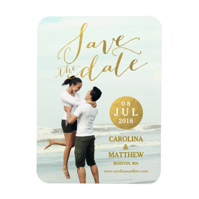 Gold Foil Glamor | Photo Save the Date Magnet (Vertical)