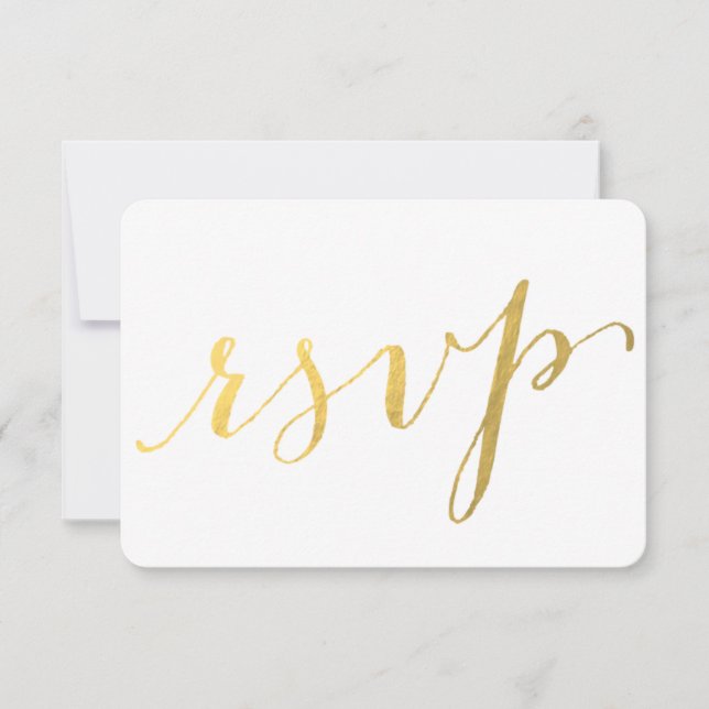 Gold Foil Glamor Printed | Wedding RSVP Card (Front)
