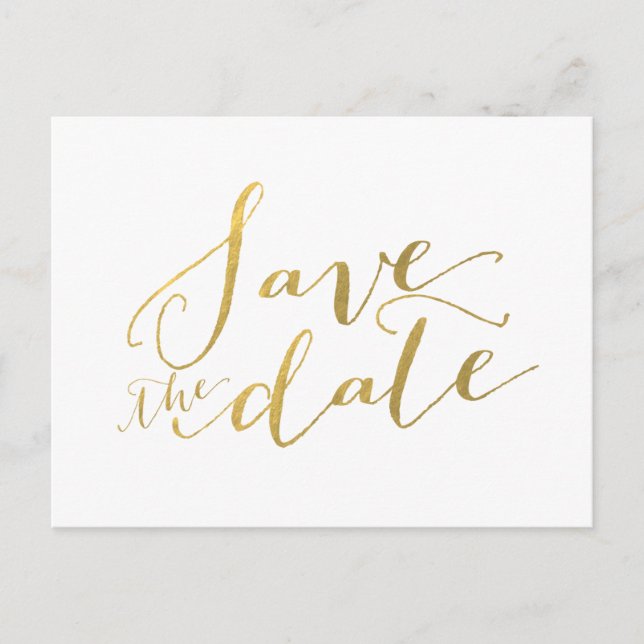 Gold Foil Glamor | Save the Date Postcard (Front)