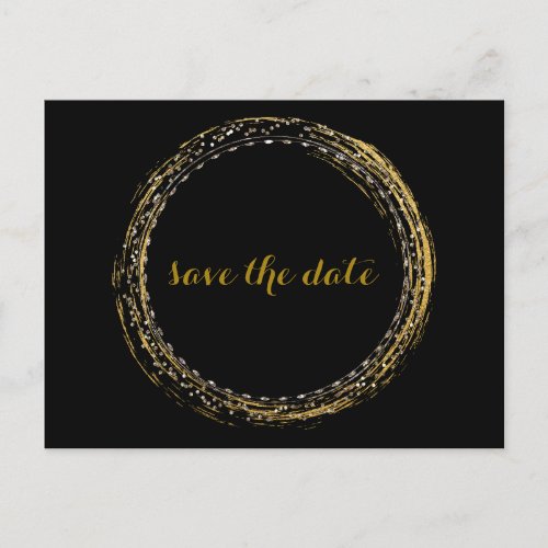 Gold Foil Glamour Circle Save The Date Postcard