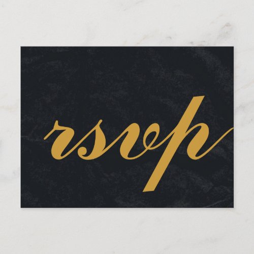 Gold Foil Glamour Wedding RSVP Invitation Postcard