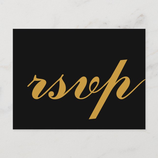 Gold Foil Glamour Wedding RSVP Invitation Postcard (Front)