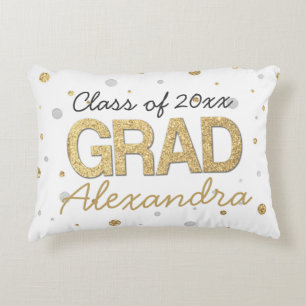 Gold Foil Glitter Confetti Graduation Party Custom Accent Pillow