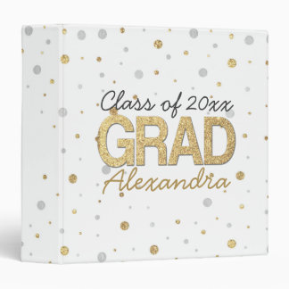 Gold Foil Glitter Confetti Graduation Party Custom Binder