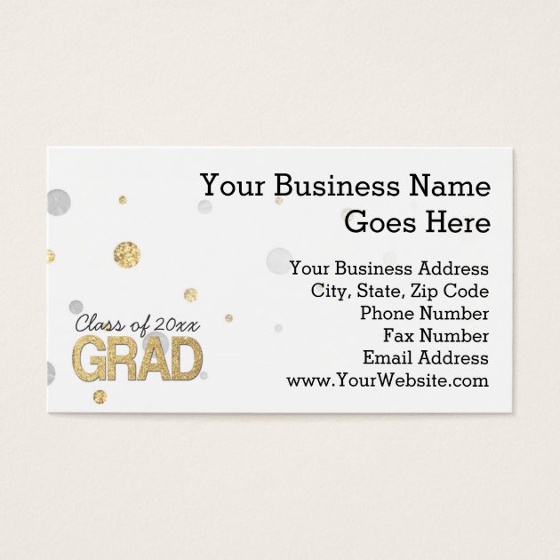 Gold Foil Glitter Confetti Graduation Party Custom Business Card