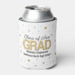 Gold Foil Glitter Confetti Graduation Party Custom Can Cooler at Zazzle