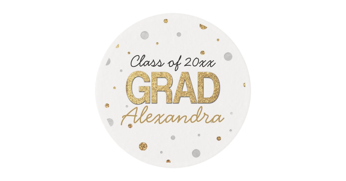 Gold Foil Glitter Confetti Graduation Party Custom Edible Frosting