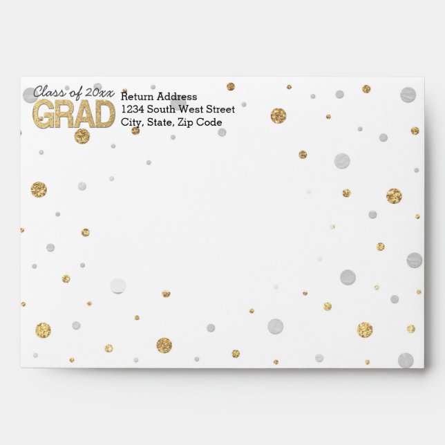 Gold Foil Glitter Confetti Graduation Party Custom Envelope (Front)